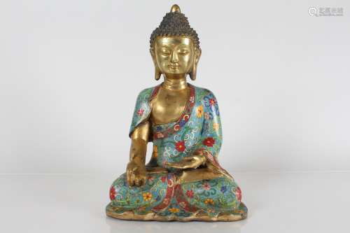 A Chinese Cloisonne Religious Fortune Buddha Statue