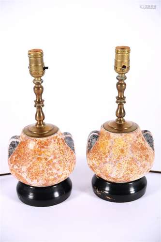 Pair of Chinese Crackle Vase Lamps