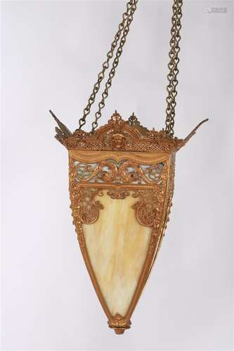 Ornate Hanging Slag Glass Lamp