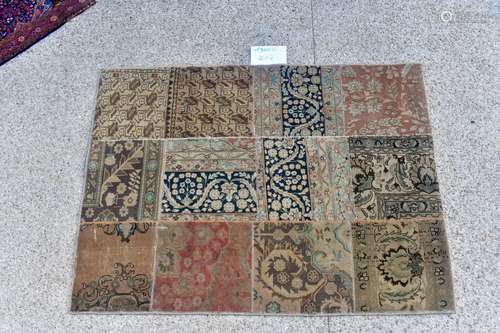 Tapis Patchwork Kirman (Iran), vers 1920. Velours en laine s...