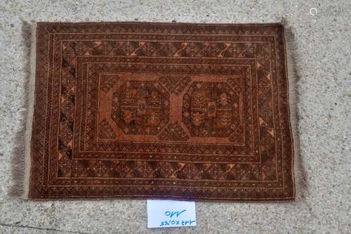 Belouch Afghan, vers 1975. Velours en laine sur fondations e...