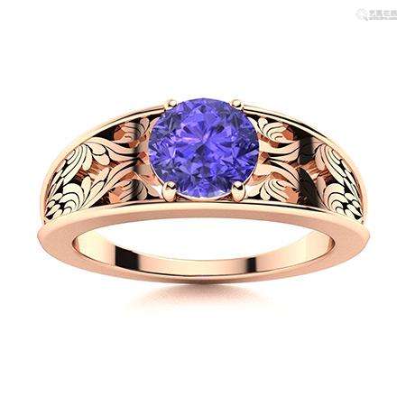 Natural 1.06 CTW Tanzanite Solitaire Ring 18K Rose Gold