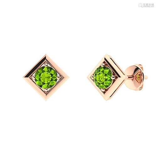 2.14 CTW Peridot Studs Earrings 18K Rose Gold