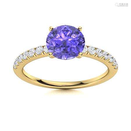 Natural 1.30 CTW Tanzanite & Diamond Engagement Ring