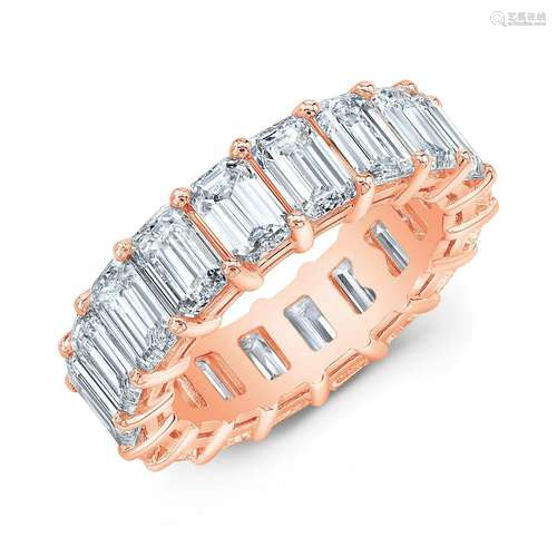 Natural 5.02 CTW Emerald Cut Diamond Eternity Ring 18KT