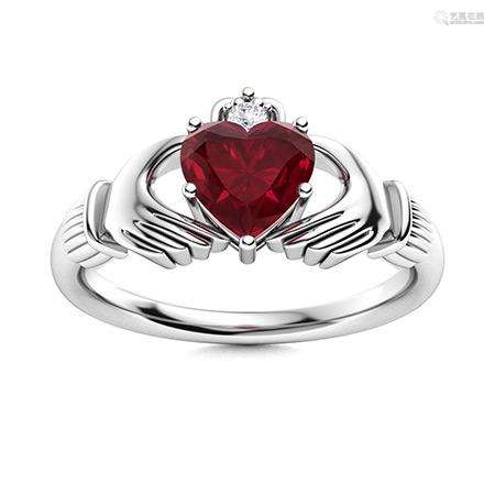 Natural 1.54 CTW Ruby & Diamond Engagement Ring 18K