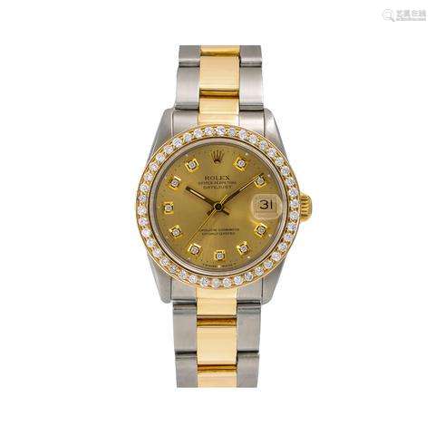 Rolex Datejust Diamond Watch, 68273 31mm, Champagne