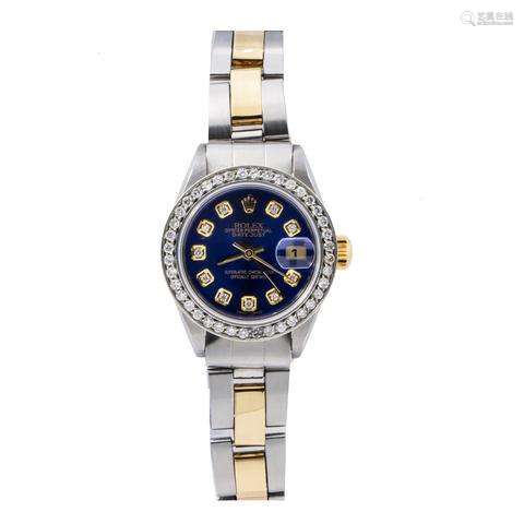 Rolex Lady-Datejust 69173 26MM Blue Diamond Dial With