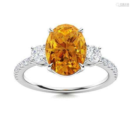 Natural 1.92 CTW Citrine & Diamond Engagement Ring 18K