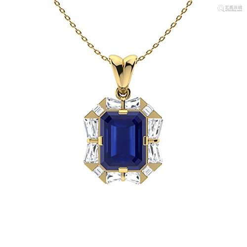 2.86 ctw Sapphire & Diamond Necklace 14K Yellow Gold