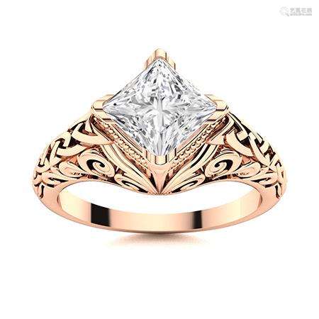 Natural 0.81 CTW Topaz Solitaire Ring 18K Rose Gold