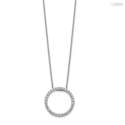 14K White Gold Diamond Circle 18 mm wide Necklace - 18