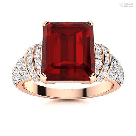 Natural 3.92 CTW Garnet & Diamond Engagement Ring 14K