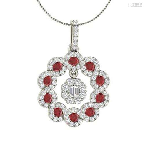 1.19 ctw Garnet & Diamond Necklace 14K White Gold