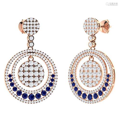 3.23 CTW Sapphire & Diamond Chandelier Earrings 14K