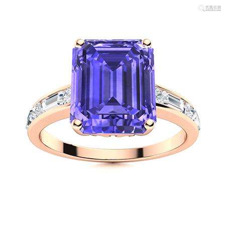 Natural 5.37 CTW Tanzanite & Diamond Engagement Ring