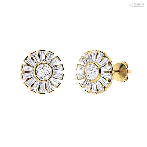 4.86 CTW Diamond Halo Earrings 14K Yellow Gold