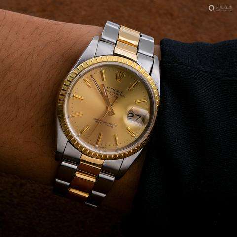 Rolex Oyster Perpetual Date 15233 34MM Champagne Dial