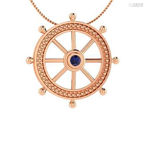 0.06 ctw Blue Sapphire Necklace 14K Rose Gold