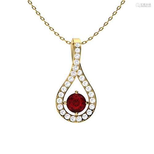 0.37 ctw Garnet & Diamond Necklace 18K Yellow Gold