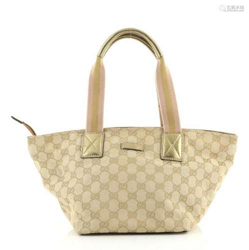 Gucci Web Zip Tote GG Canvas Small