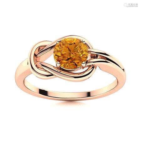 Natural 0.71 CTW Citrine Solitaire Ring 14K Rose Gold