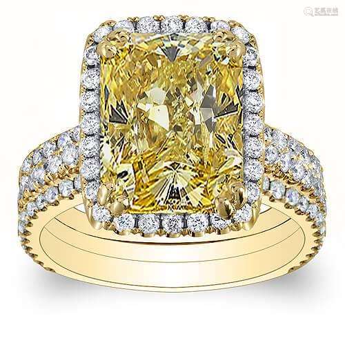 Natural 4.37 CTW Canary Yellow Radiant Cut Diamond