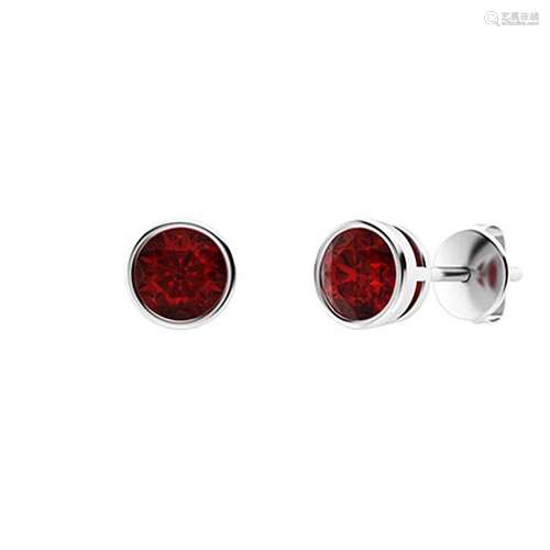 0.86 CTW Garnet Studs Earrings 14K White Gold