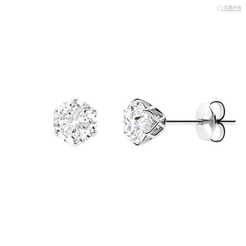 1.26 CTW Diamond Studs Earrings 14K White Gold