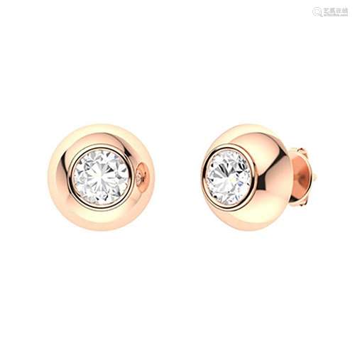 0.96 CTW Diamond Studs Earrings 18K Rose Gold