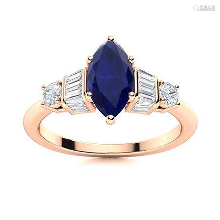 Natural 1.46 CTW Sapphire & Diamond Engagement Ring 18K