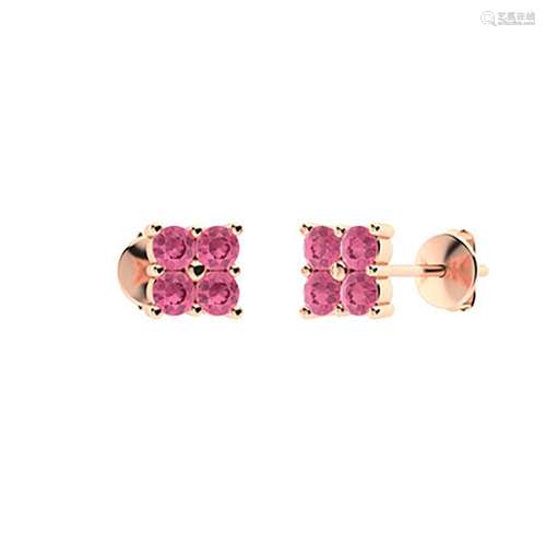 0.46 CTW Pink Tourmaline Studs Earrings 18K Rose Gold