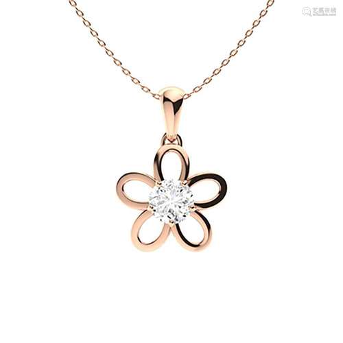 1.06 ctw White Topaz Necklace 14K Rose Gold