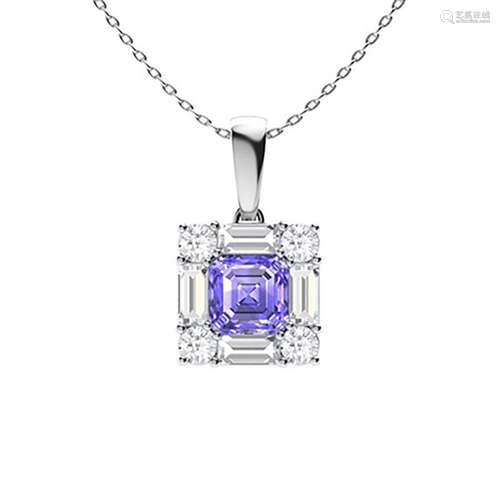 1.02 ctw Tanzanite & Diamond Necklace 18K White Gold