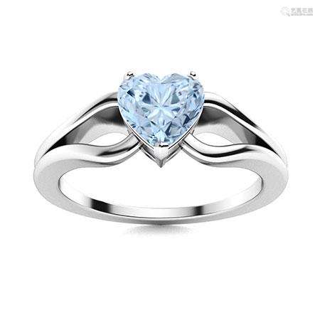 Natural 0.66 CTW Aquamarine Solitaire Ring 18K White