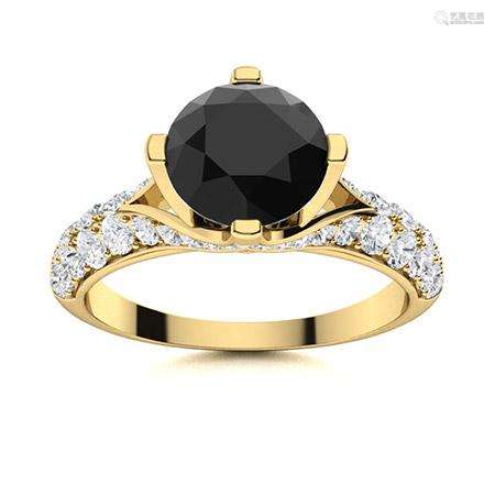 Natural 2.33 CTW Black & White Diamond Engagement Ring