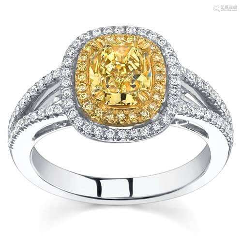 Natural 2.25 CTW Canary Yellow Cushion Cut Diamond