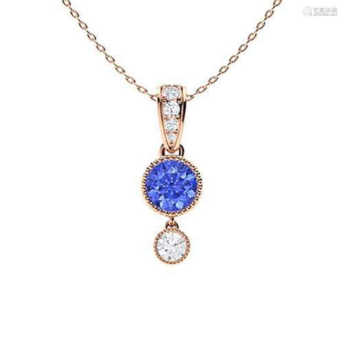 0.68 ctw Ceylon Sapphire & Diamond Necklace 14K Rose