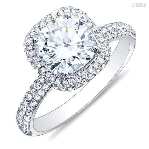 Natural 2.22 CTW Halo Cushion Cut Diamond Engagement