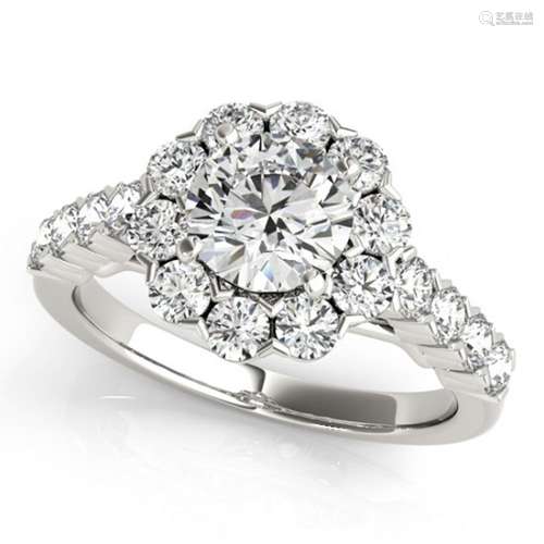 Natural 2.1 ctw Diamond Solitaire Halo Ring 14k White