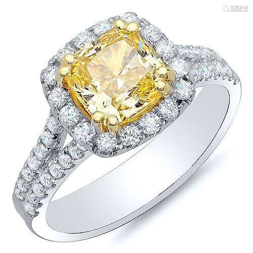 Natural 2.62 CTW Canary Cushion Cut U-Setting Split