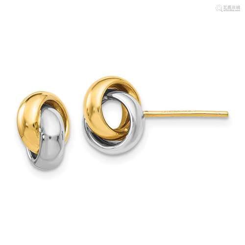 14K Two-tone Polished Post Earrings - 6 mm