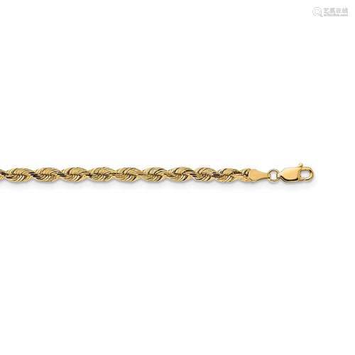 14k Yellow Gold 3.75 mm Diamond Cut Silky Rope Chain -