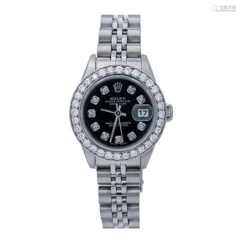 Rolex Lady-Datejust 69174 26MM Black Diamond Dial With