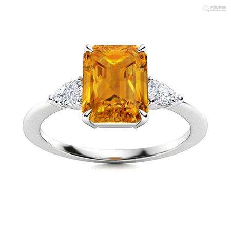 Natural 2.35 CTW Citrine & Diamond Engagement Ring 14K