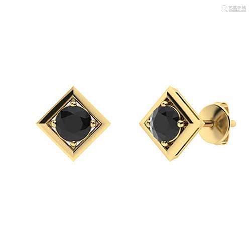 1.66 CTW Black Diamond Studs Earrings 18K Yellow Gold