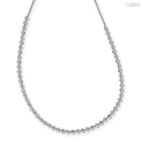 Sterling Silver RP Diamond-Cut Beaded Necklace - 17 in.