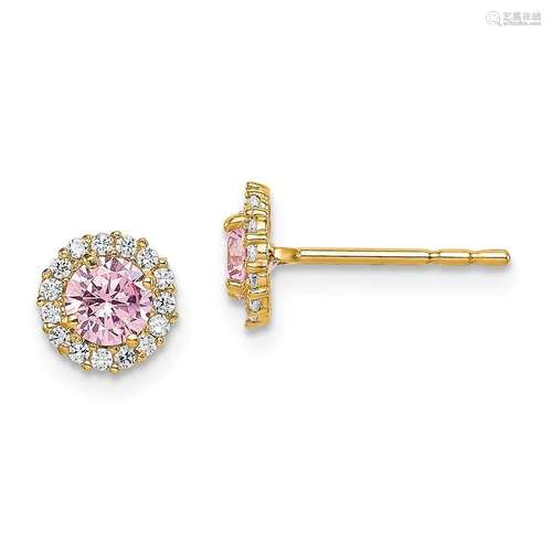 14k Pink Cubic Zirconia Post Earrings - 37 mm