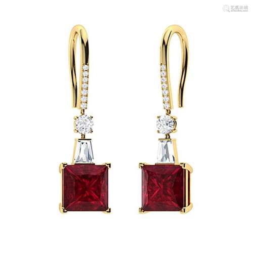 2.206 CTW Ruby Drops Earrings 14K Yellow Gold