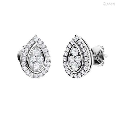 0.47 CTW Diamond Halo Earrings 14K White Gold